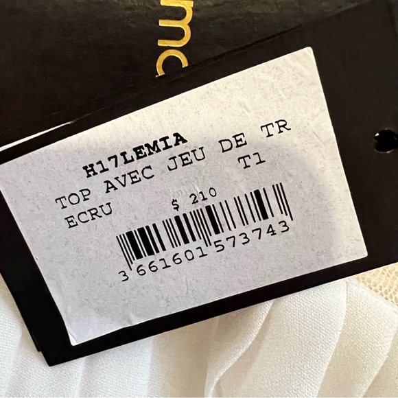 MAJE Lemia Pleated Overlay Blouse Illusion Ecru White Size S - Picture 11 of 13